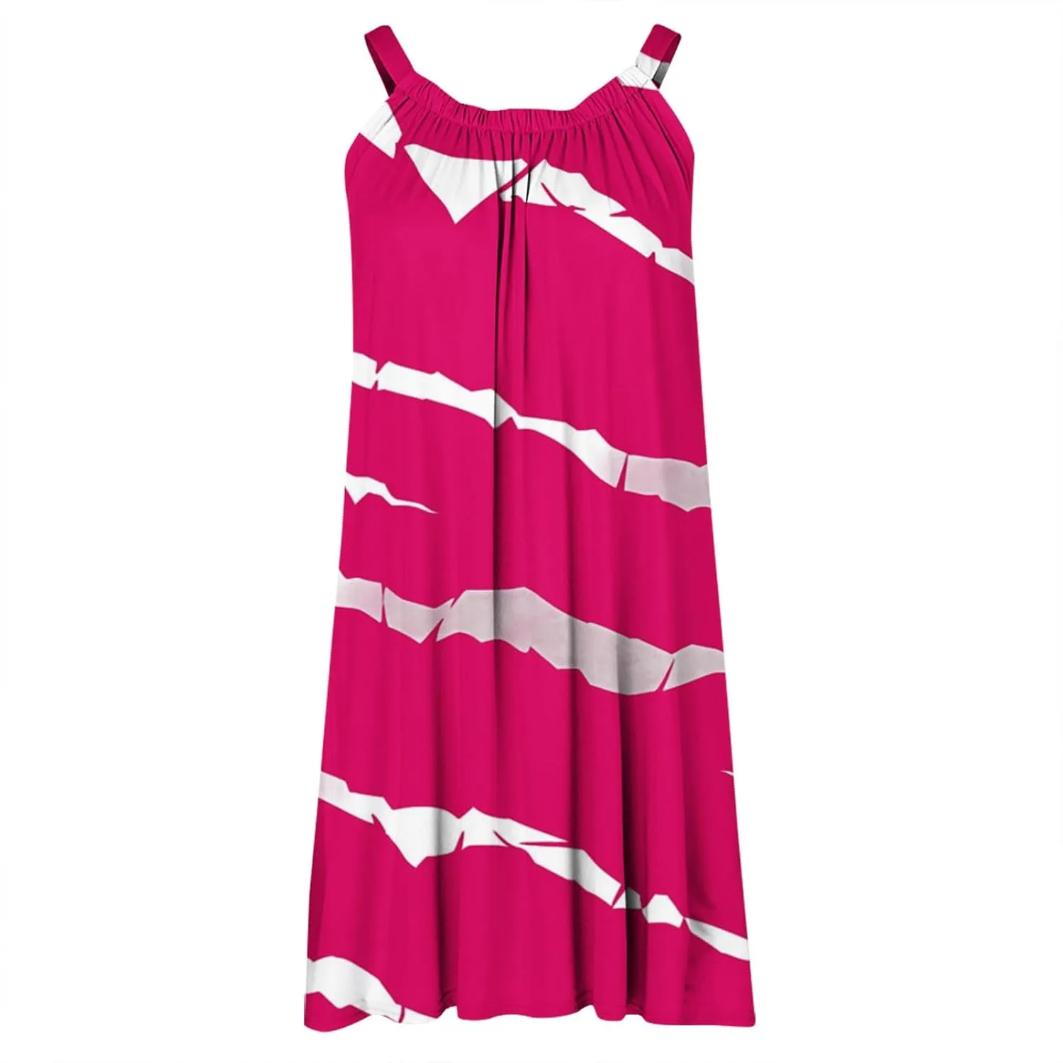 Fashion Striped Mini Dress for Women Summer Casual V Neck Sleeveless Sundress Lightweight Breathable Beach Dress