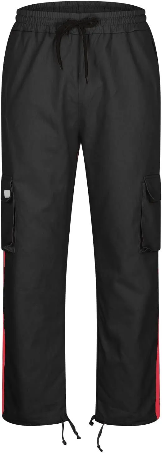 Finelylove Mens Cargo Pants Joggers Casual Athletic Pants Hiking Pants Loose Fit Straight Leg Flex Cargo Sweat Pants