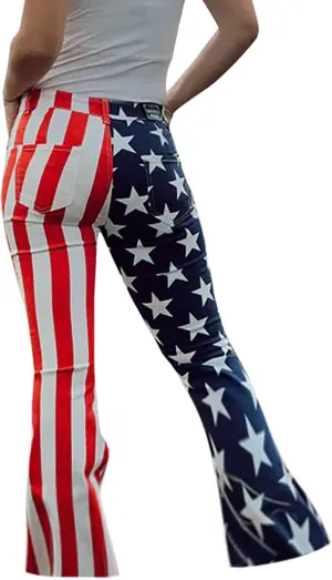 Flare Jeans for Women High Waisted Stretchy American Flag Bell Bottoms Denim Flare Pants 4th of July Patriotic Trouser