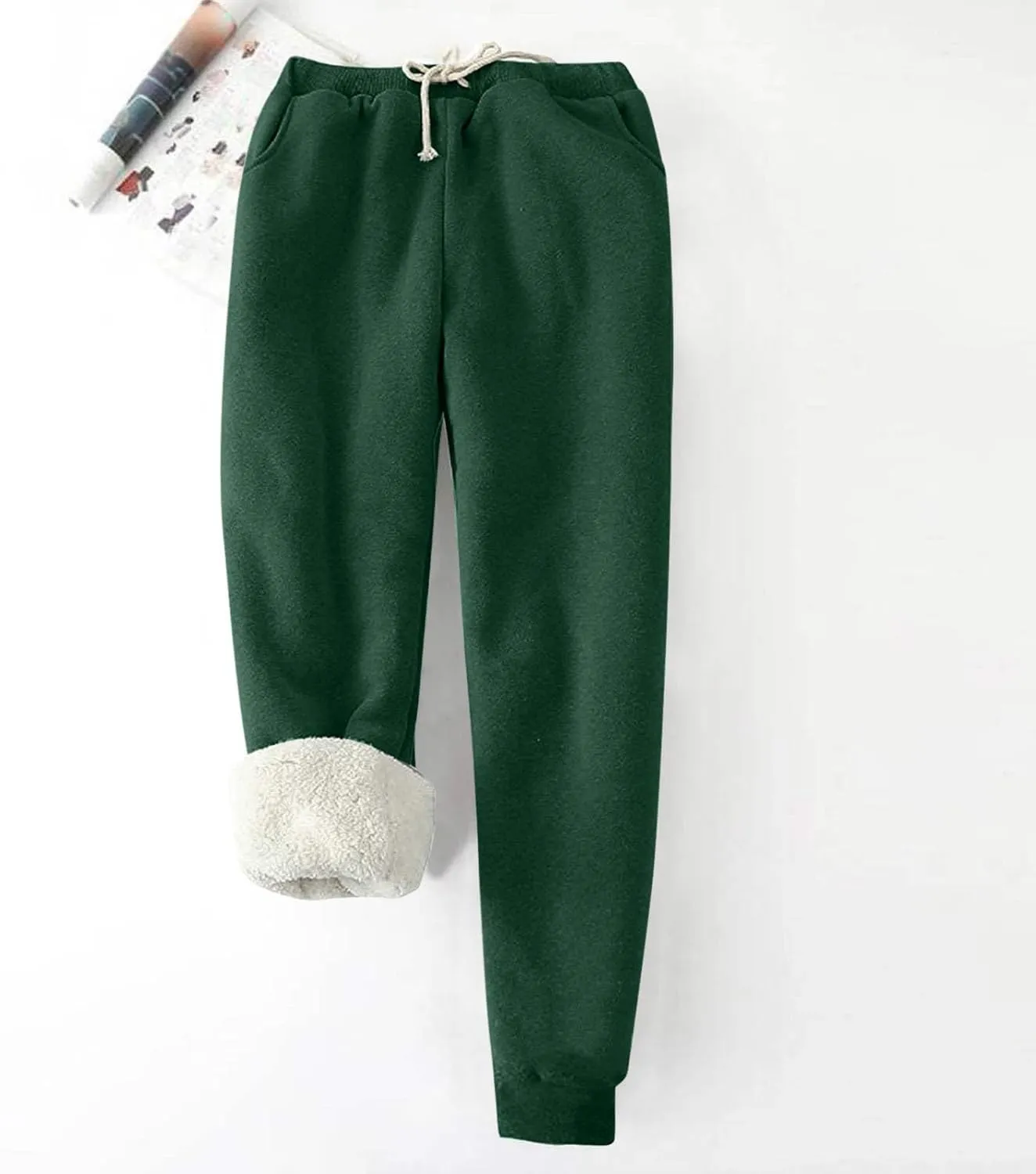 Fleece Pants Women 2024 High Waisted Thermal Tights Casual Drawstring Sweatpants Sherpa Lined Athletic Winter Pants