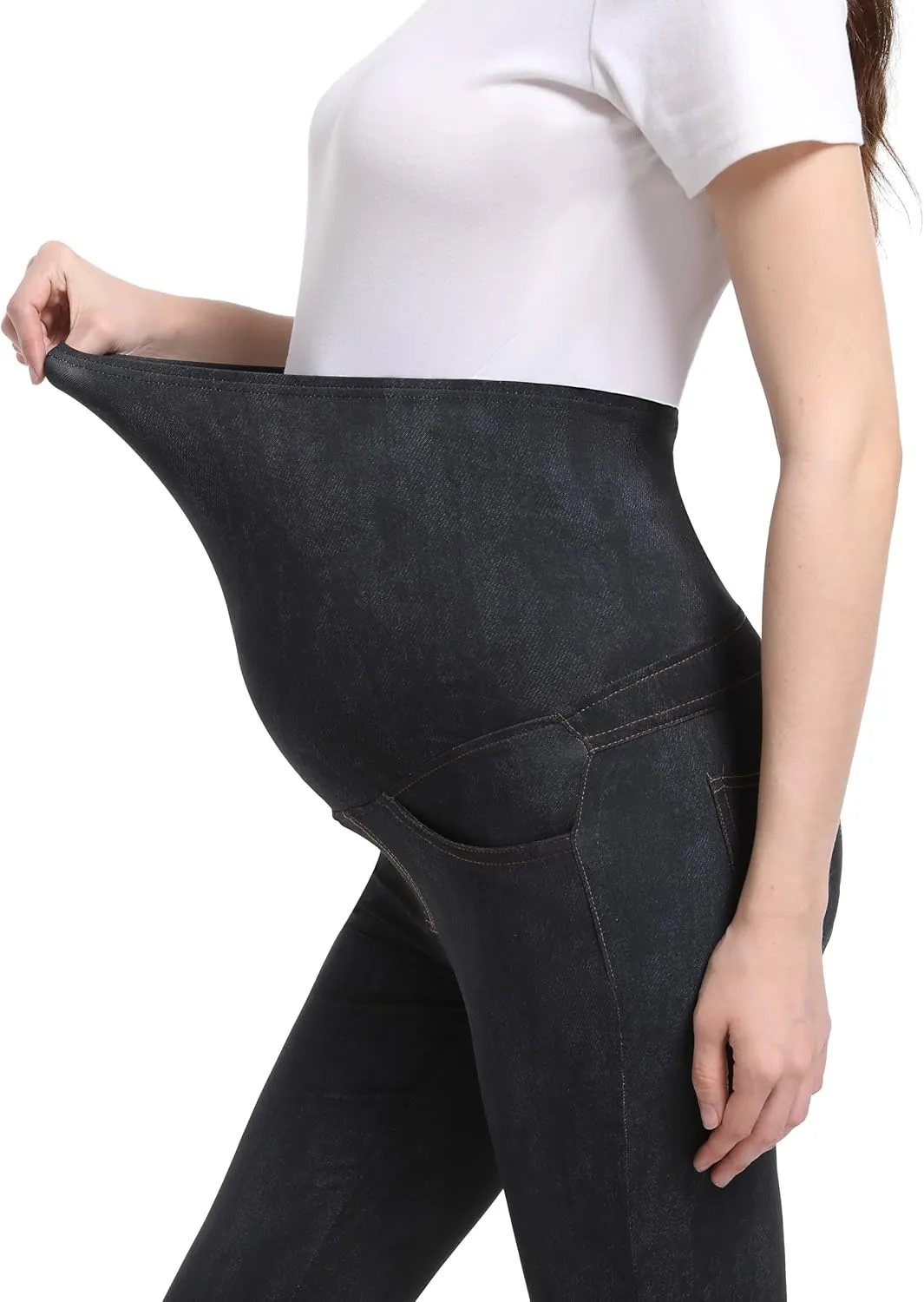 Foucome Maternity Bootcut Jeans Stretchy Flare Jeggings Pregnancy Flare Denim Pants Bell Bottoms with Pockets
