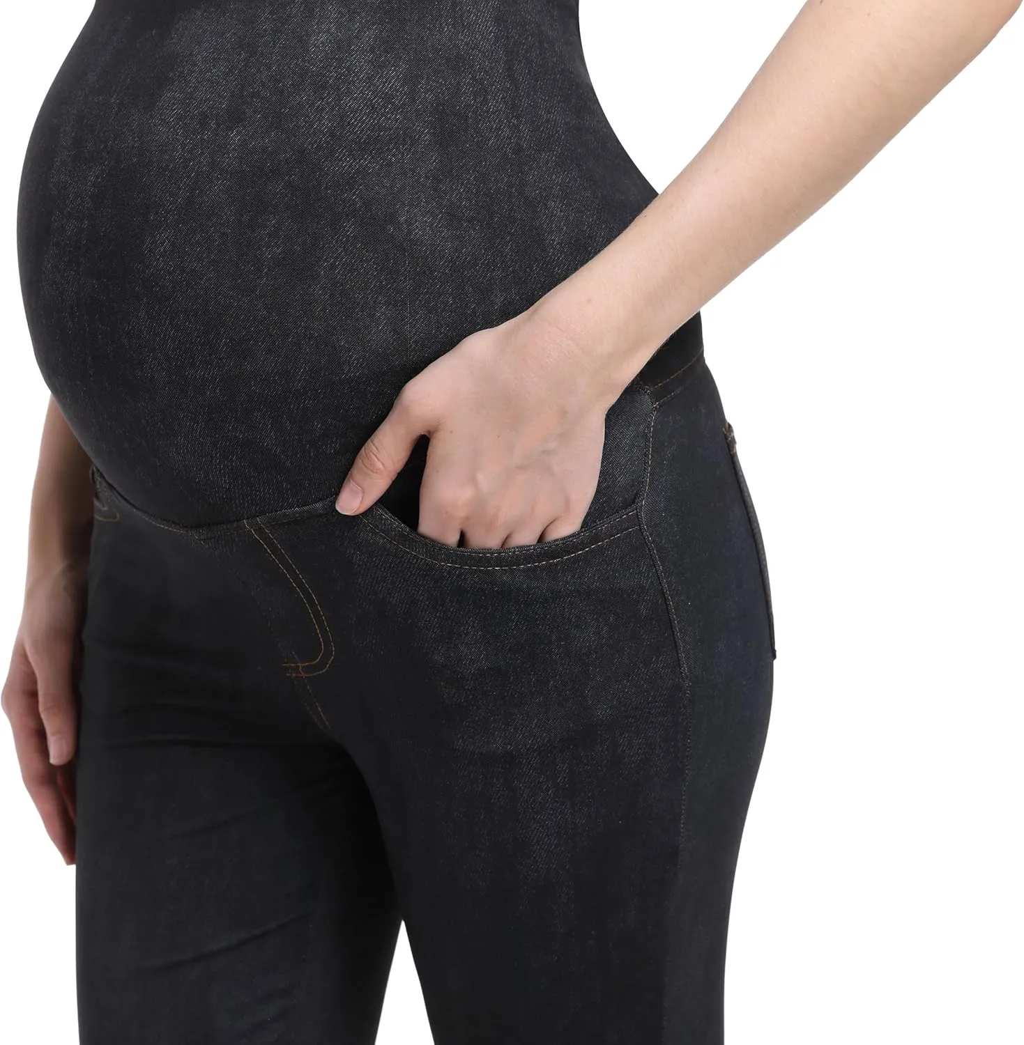 Foucome Maternity Bootcut Jeans Stretchy Flare Jeggings Pregnancy Flare Denim Pants Bell Bottoms with Pockets
