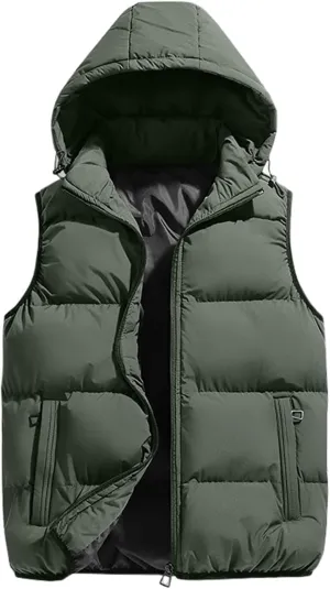 Gihuo Men's Hooded Puffer Vest Sleeveless Zip Up Padded Jackets Coat Lightweight Quilted Gilet with Pockets