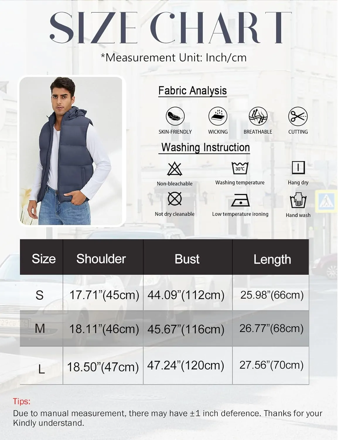 Gihuo Men's Hooded Puffer Vest Sleeveless Zip Up Padded Jackets Coat Lightweight Quilted Gilet with Pockets