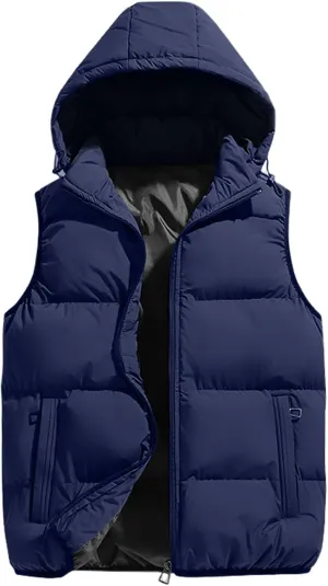 Gihuo Men's Hooded Puffer Vest Sleeveless Zip Up Padded Jackets Coat Lightweight Quilted Gilet with Pockets