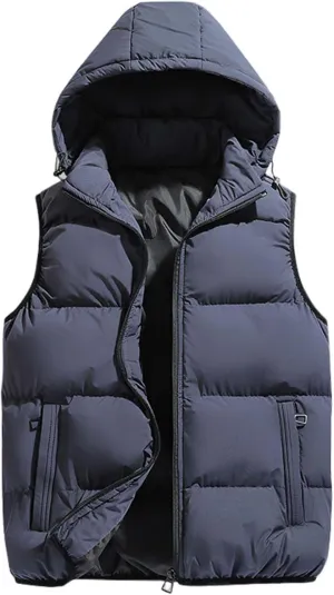 Gihuo Men's Hooded Puffer Vest Sleeveless Zip Up Padded Jackets Coat Lightweight Quilted Gilet with Pockets