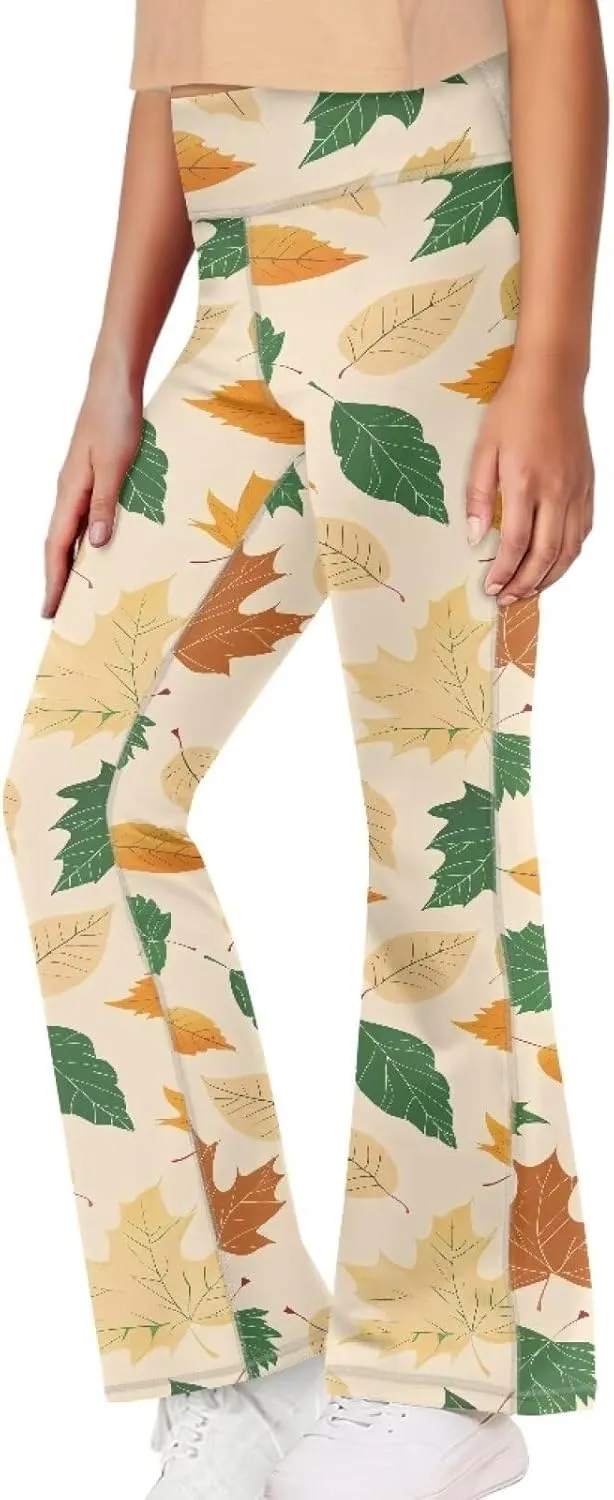 Girl's Flare Leggings Casual High Waist Yoga Pants Bootcut Pants Kids Dance Bell Bottoms Leggings