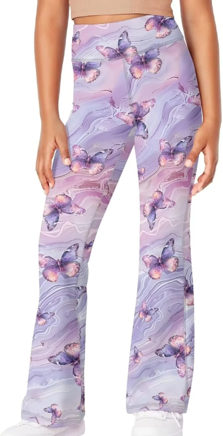 Girl's Flare Leggings Casual High Waist Yoga Pants Bootcut Pants Kids Dance Bell Bottoms Leggings