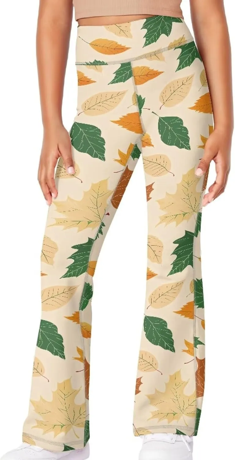 Girl's Flare Leggings Casual High Waist Yoga Pants Bootcut Pants Kids Dance Bell Bottoms Leggings