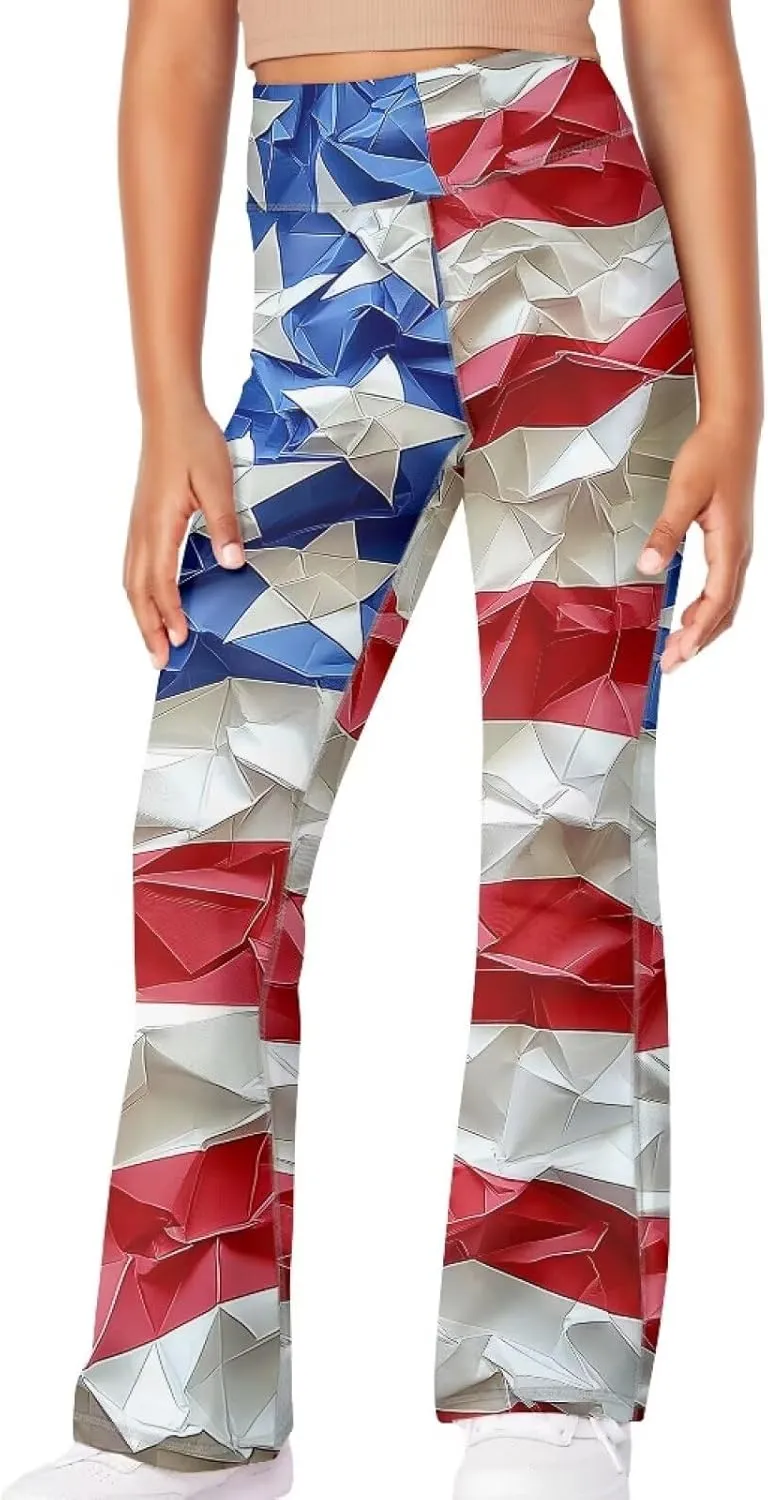 Girl's Flare Leggings High Waisted Bootcut Yoga Pants Kids Dance Bell Bottoms Pants Stretchy Sweatpants