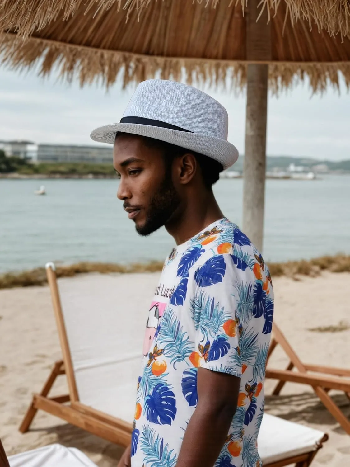 Giroir 2Pack Fedora Hats for Men Women Short Brim Unisex Short Brim Summer Beach Style 1920s Party Accessories