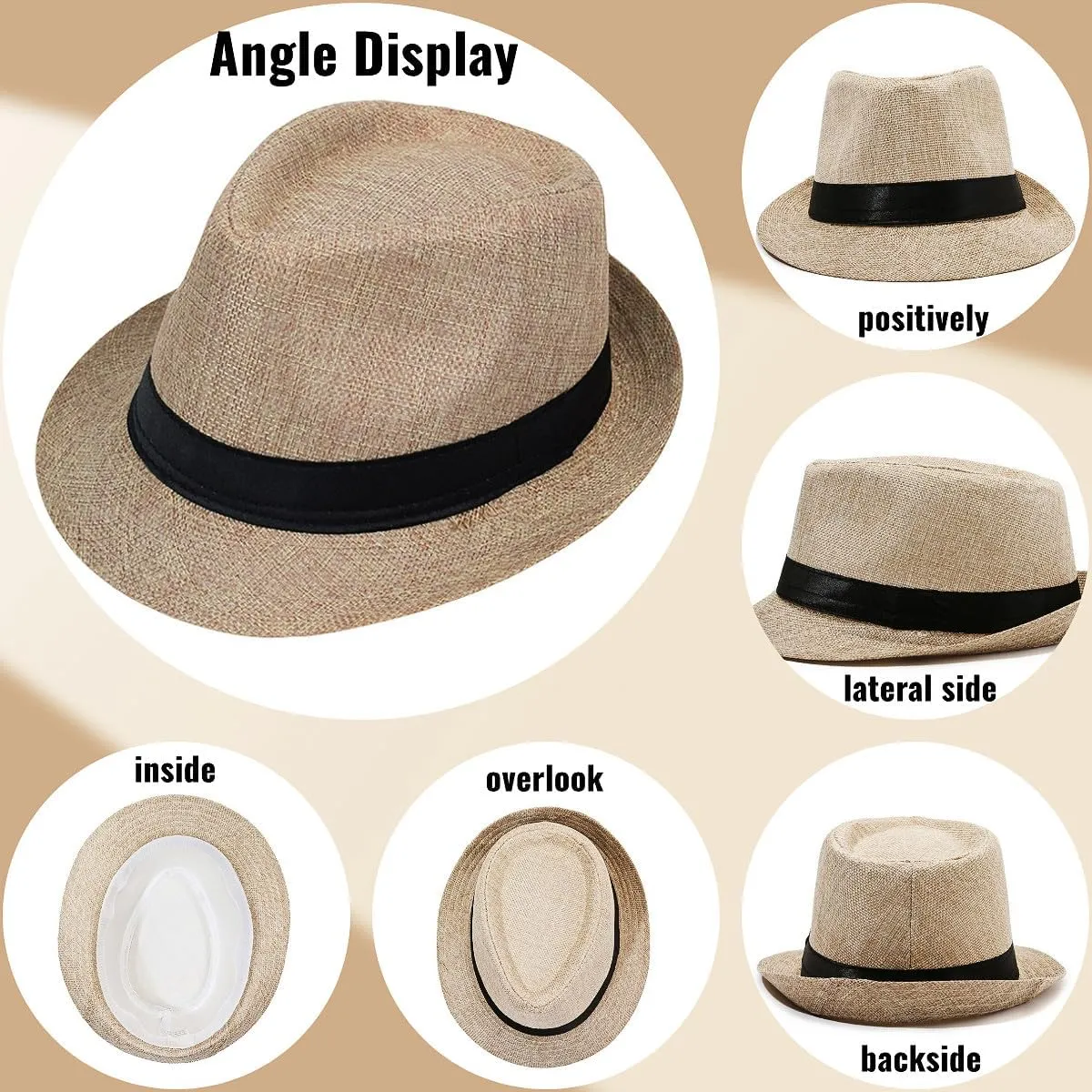 Giroir 2Pack Fedora Hats for Men Women Short Brim Unisex Short Brim Summer Beach Style 1920s Party Accessories