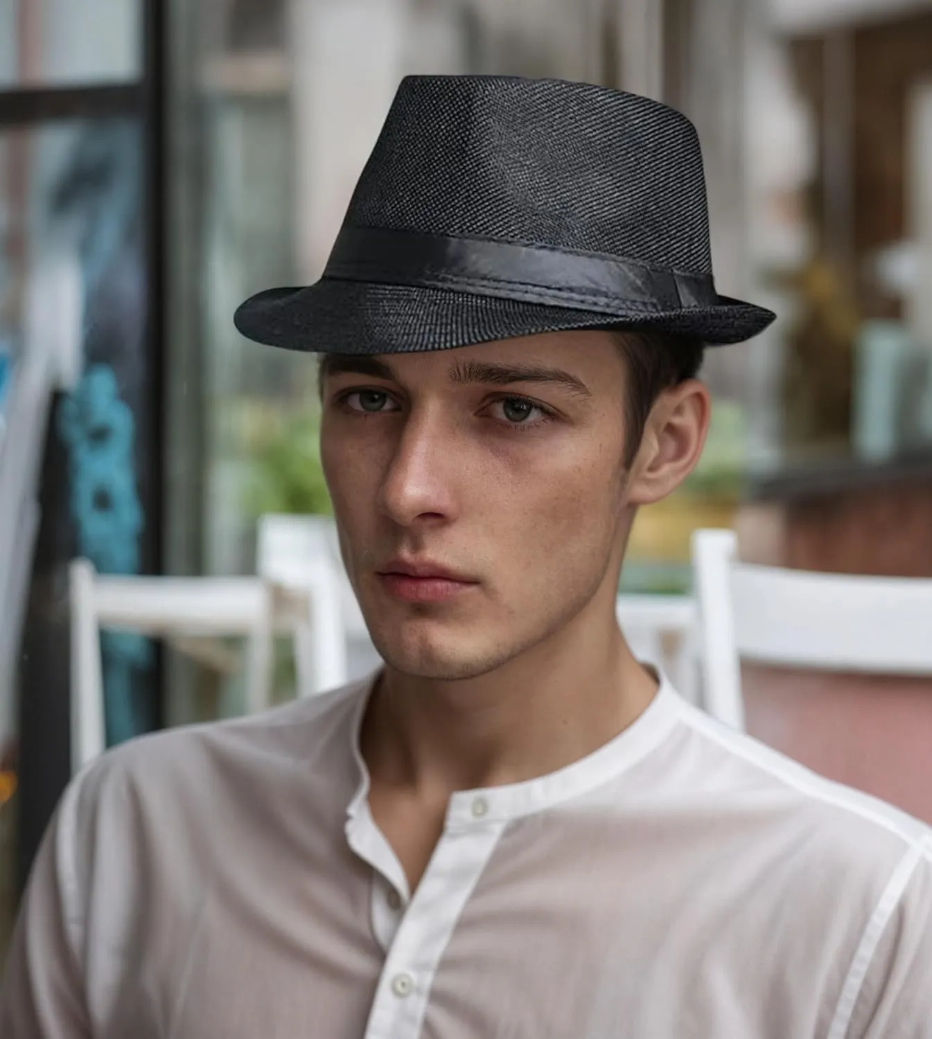 Giroir 2Pack Fedora Hats for Men Women Short Brim Unisex Short Brim Summer Beach Style 1920s Party Accessories