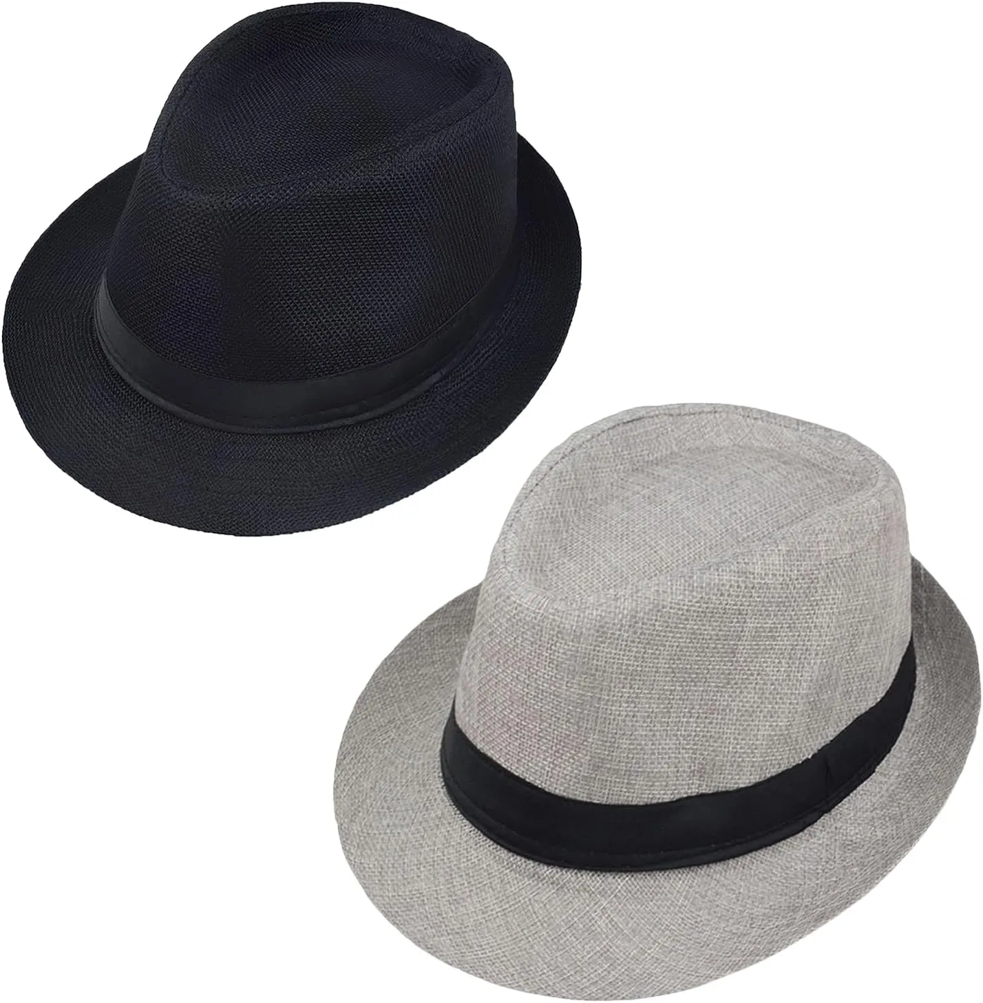 Giroir 2Pack Fedora Hats for Men Women Short Brim Unisex Short Brim Summer Beach Style 1920s Party Accessories