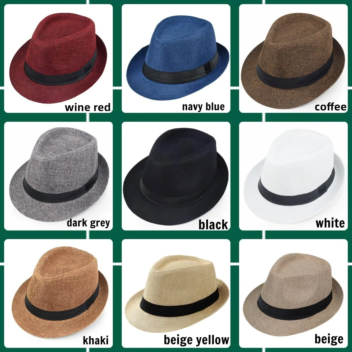 Giroir 2Pack Fedora Hats for Men Women Short Brim Unisex Short Brim Summer Beach Style 1920s Party Accessories
