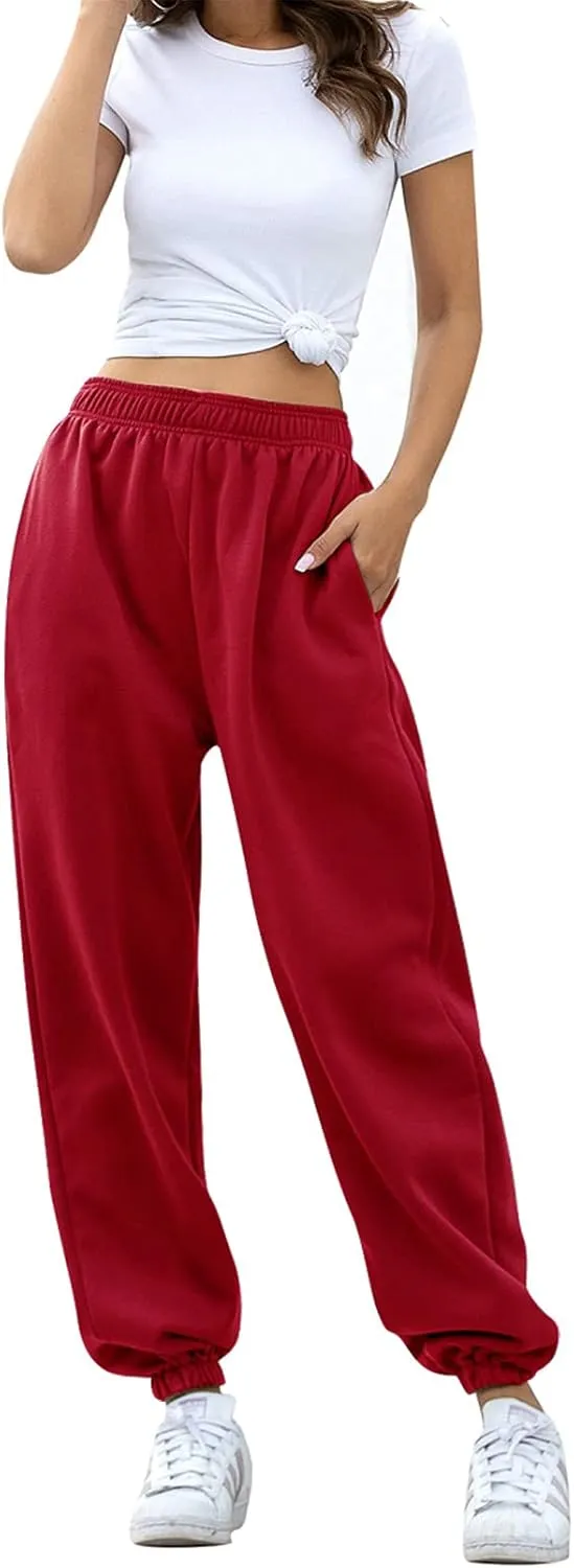 HeSaYep Women's High Waisted Sweatpants Workout Active Joggers Pants Baggy Lounge Bottoms