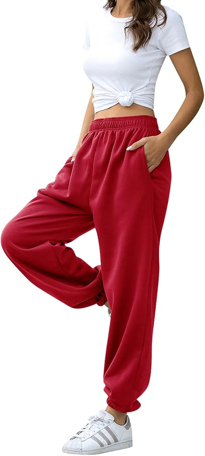 HeSaYep Women's High Waisted Sweatpants Workout Active Joggers Pants Baggy Lounge Bottoms