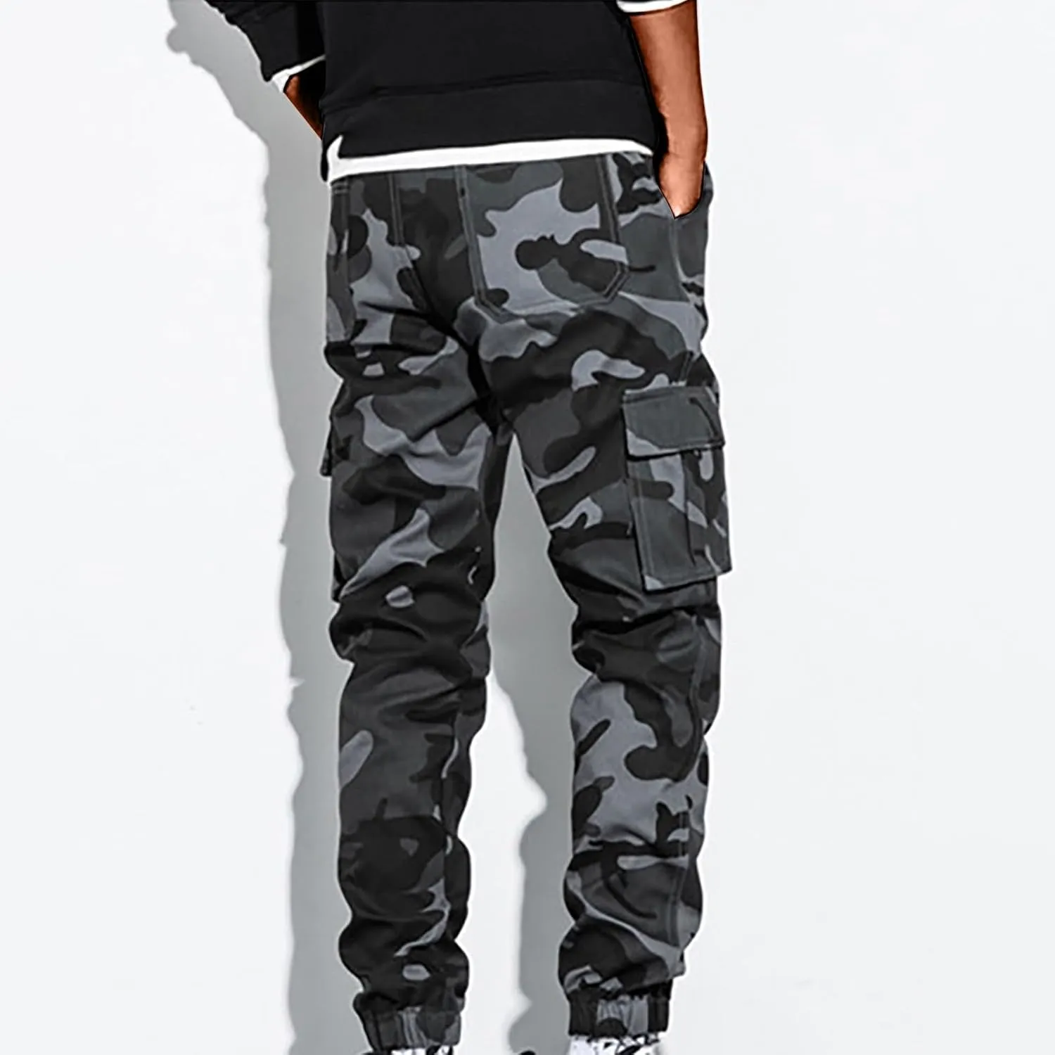 Hiking Pants Men Camo Cargo Pants for Men Casual Camo Lightweight Joggers Work Pants Multi-Pocket Military Pants