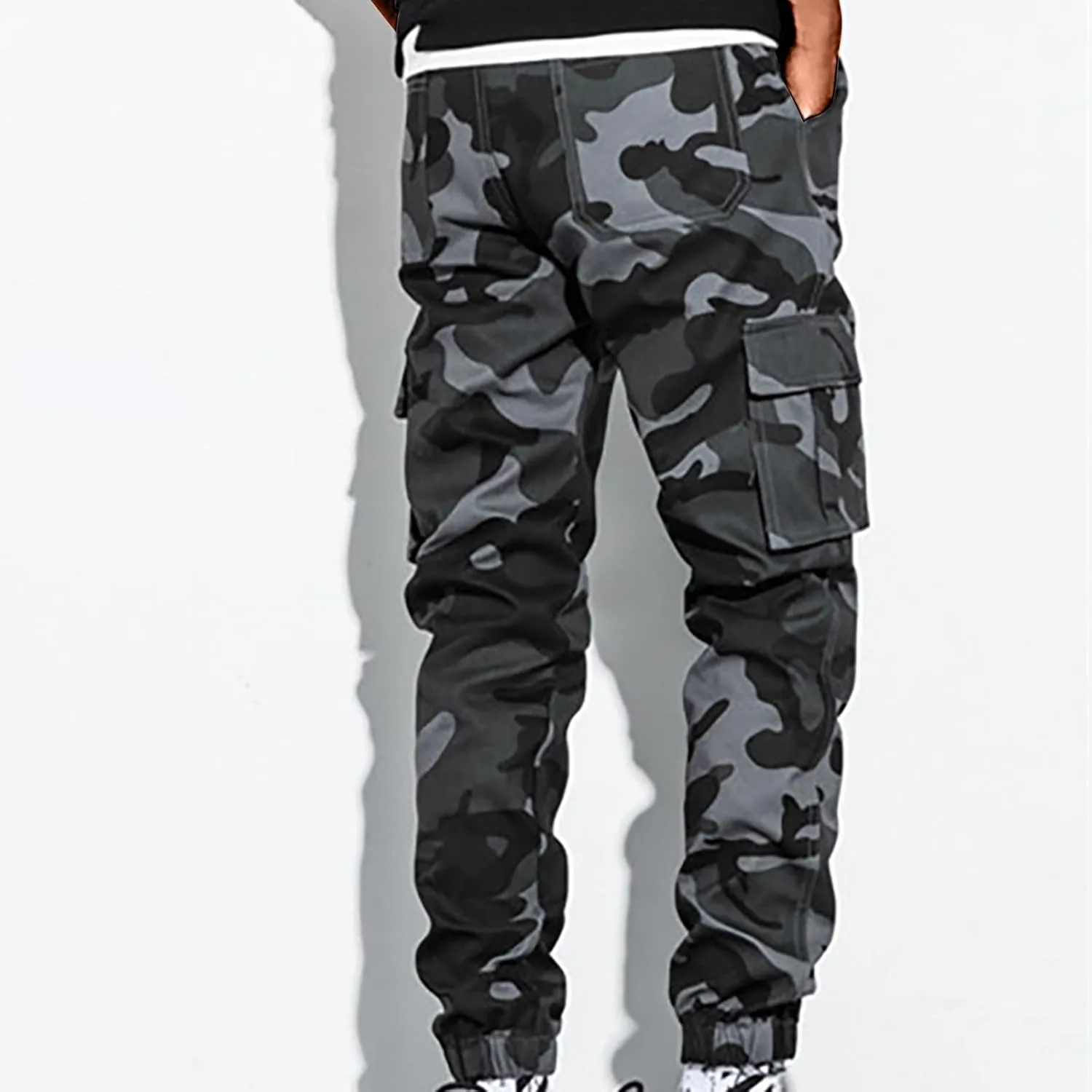 Hiking Pants Men Camo Cargo Pants for Men Casual Camo Lightweight Joggers Work Pants Multi-Pocket Military Pants