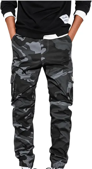 Hiking Pants Men Camo Cargo Pants for Men Casual Camo Lightweight Joggers Work Pants Multi-Pocket Military Pants