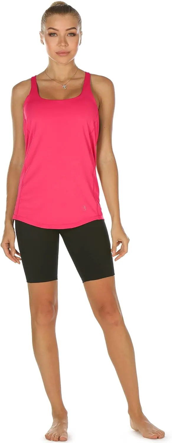 icyzone Workout Tank Tops Built in Bra - Women's Strappy Athletic Yoga Tops, Exercise Running Gym Shirts