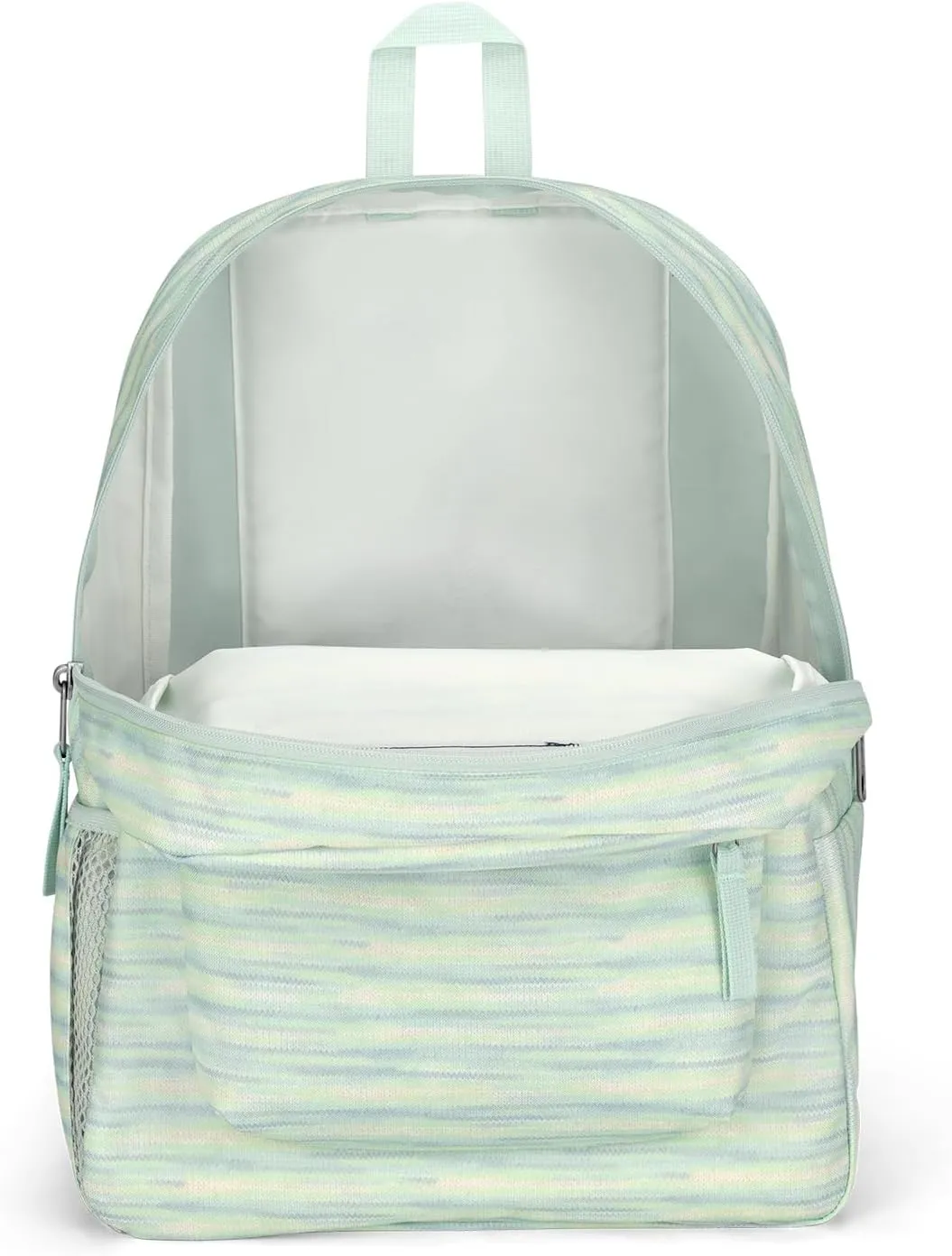JanSport Cross Town Backpack 17" x 12.5" x 6" - Simple Bag for Everyone with 1 Main Compartment, Front Utility Pocket - Premium Class Accessories - 70s Space Dye Fresh Mint
