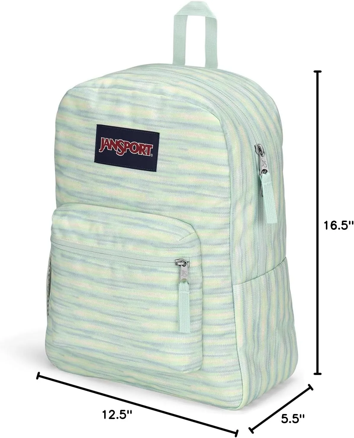 JanSport Cross Town Backpack 17" x 12.5" x 6" - Simple Bag for Everyone with 1 Main Compartment, Front Utility Pocket - Premium Class Accessories - 70s Space Dye Fresh Mint