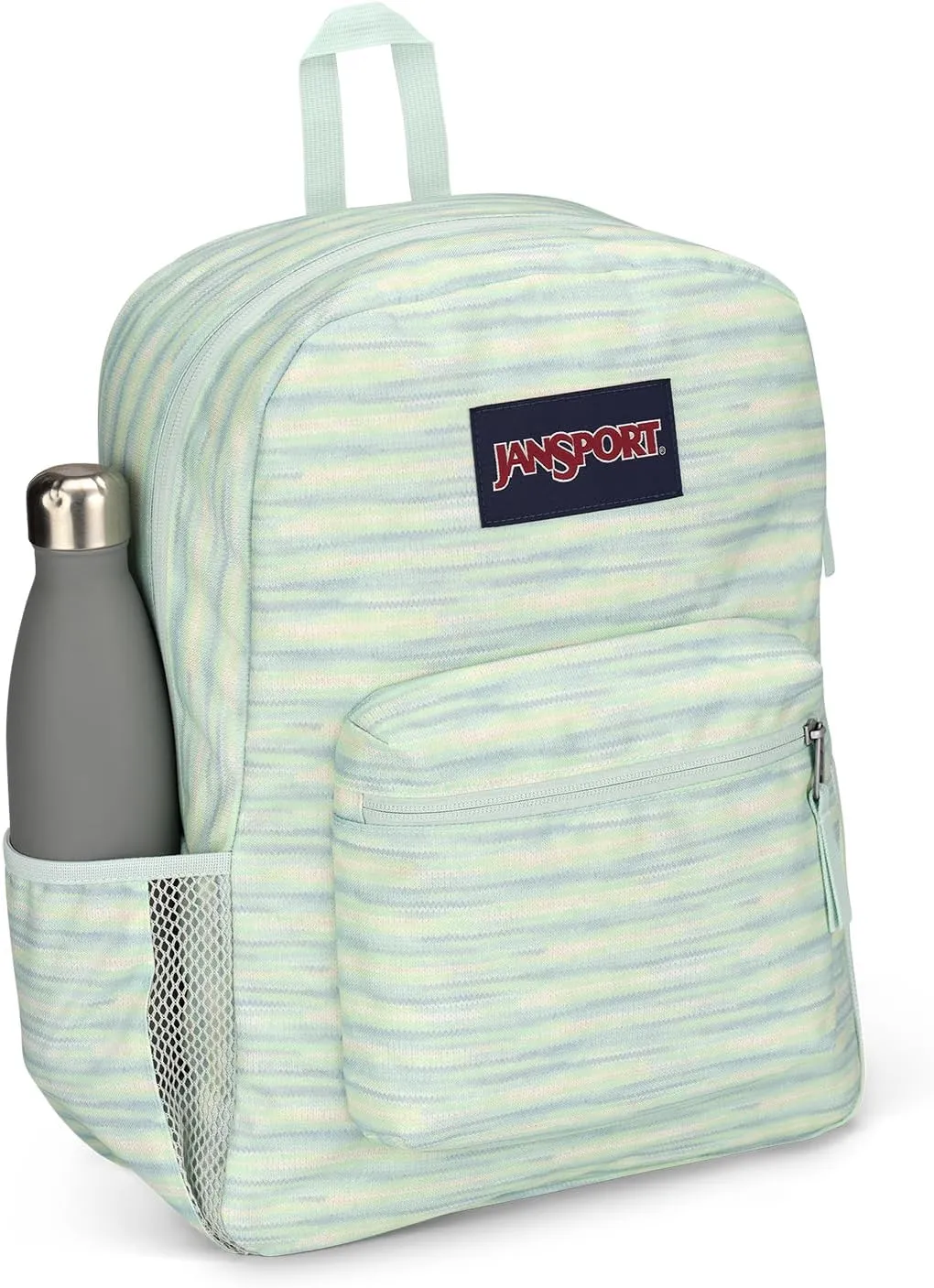 JanSport Cross Town Backpack 17" x 12.5" x 6" - Simple Bag for Everyone with 1 Main Compartment, Front Utility Pocket - Premium Class Accessories - 70s Space Dye Fresh Mint