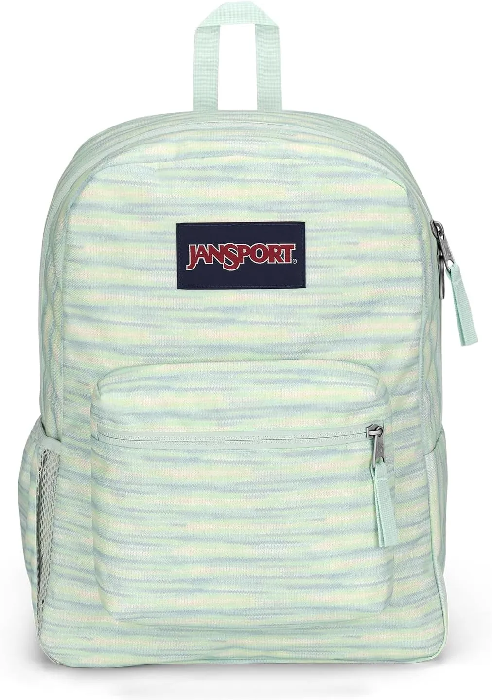 JanSport Cross Town Backpack 17" x 12.5" x 6" - Simple Bag for Everyone with 1 Main Compartment, Front Utility Pocket - Premium Class Accessories - 70s Space Dye Fresh Mint