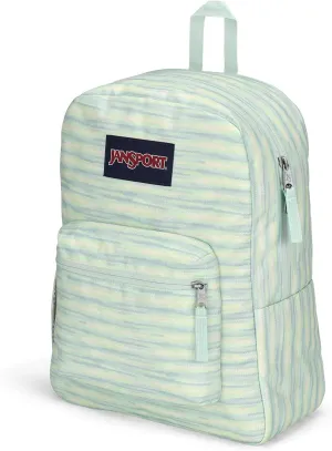 JanSport Cross Town Backpack 17" x 12.5" x 6" - Simple Bag for Everyone with 1 Main Compartment, Front Utility Pocket - Premium Class Accessories - 70s Space Dye Fresh Mint