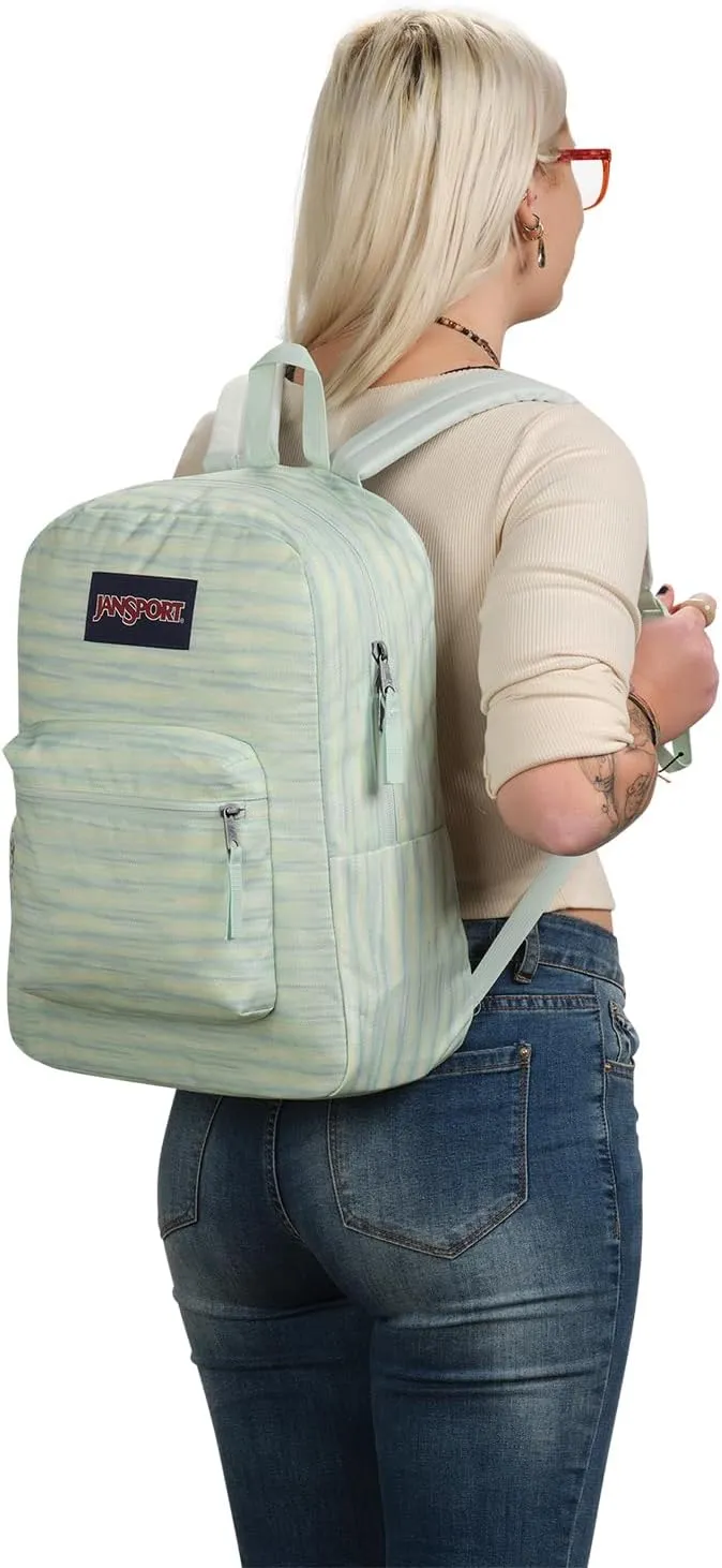 JanSport Cross Town Backpack 17" x 12.5" x 6" - Simple Bag for Everyone with 1 Main Compartment, Front Utility Pocket - Premium Class Accessories - 70s Space Dye Fresh Mint