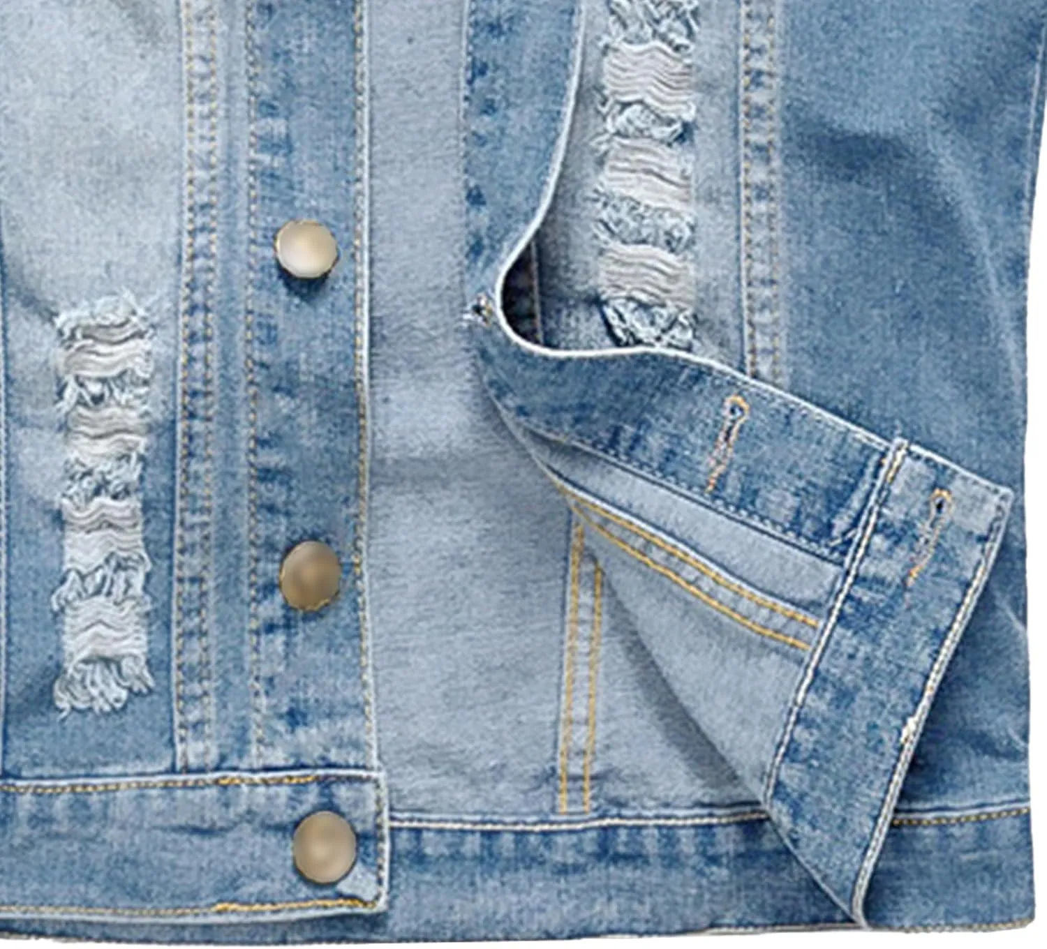 JEKE-DG Men's Ripped Fashion Biker Jean Vest Distressed Button Down Denim Vest Casual Slim Fit Trucker Jean Vests