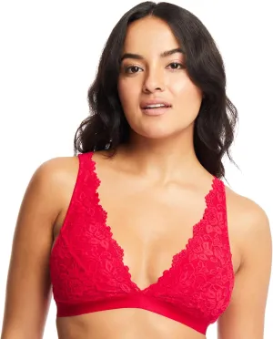 JENNY JEN Women's Ivy Lace Bralette with Adjustable Straps, Unpadded Unlined Wireless Plunge Bra, Perfect Everyday Lingerie