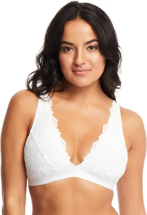 JENNY JEN Women's Ivy Lace Bralette with Adjustable Straps, Unpadded Unlined Wireless Plunge Bra, Perfect Everyday Lingerie