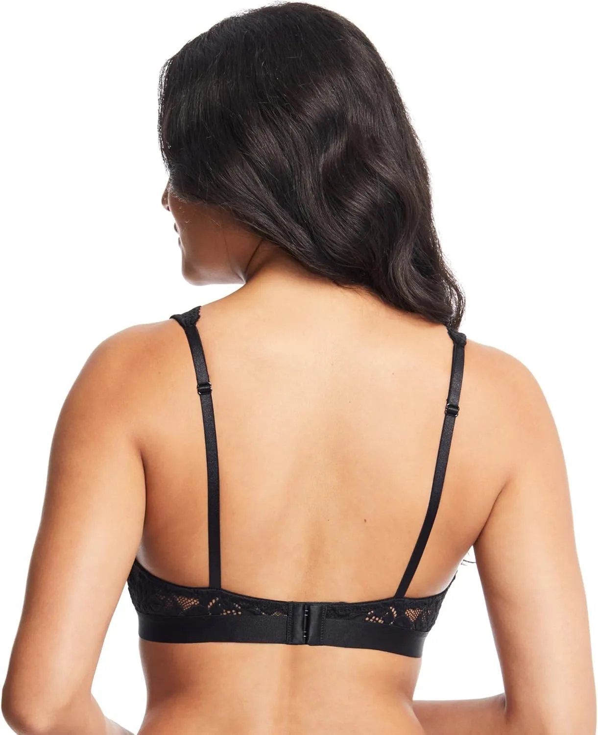 JENNY JEN Women's Ivy Lace Bralette with Adjustable Straps, Unpadded Unlined Wireless Plunge Bra, Perfect Everyday Lingerie