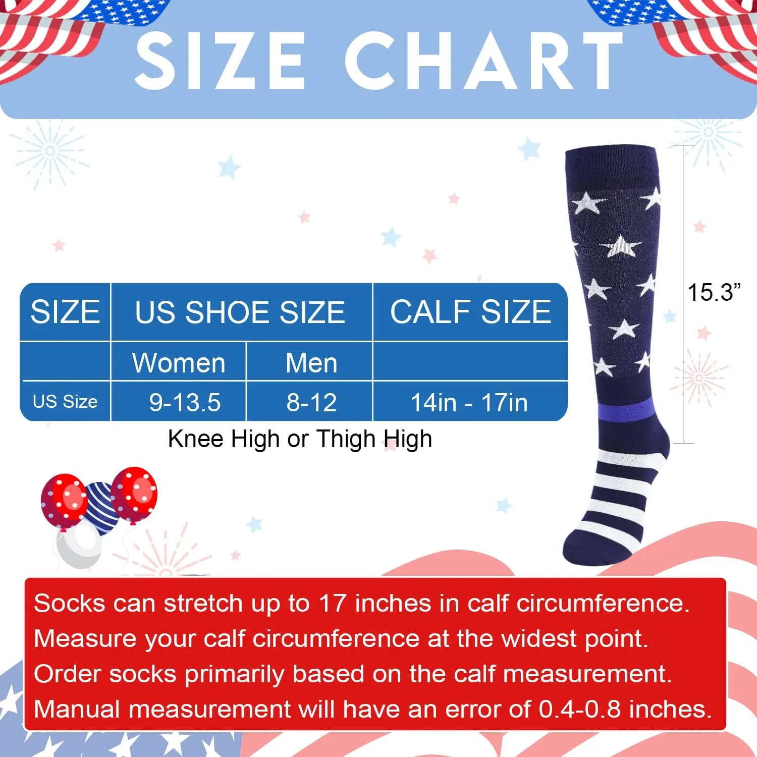 Junely Compression Socks for Women Knee High Festival Socks for Running Work Support Nurses Pregnancy Travel