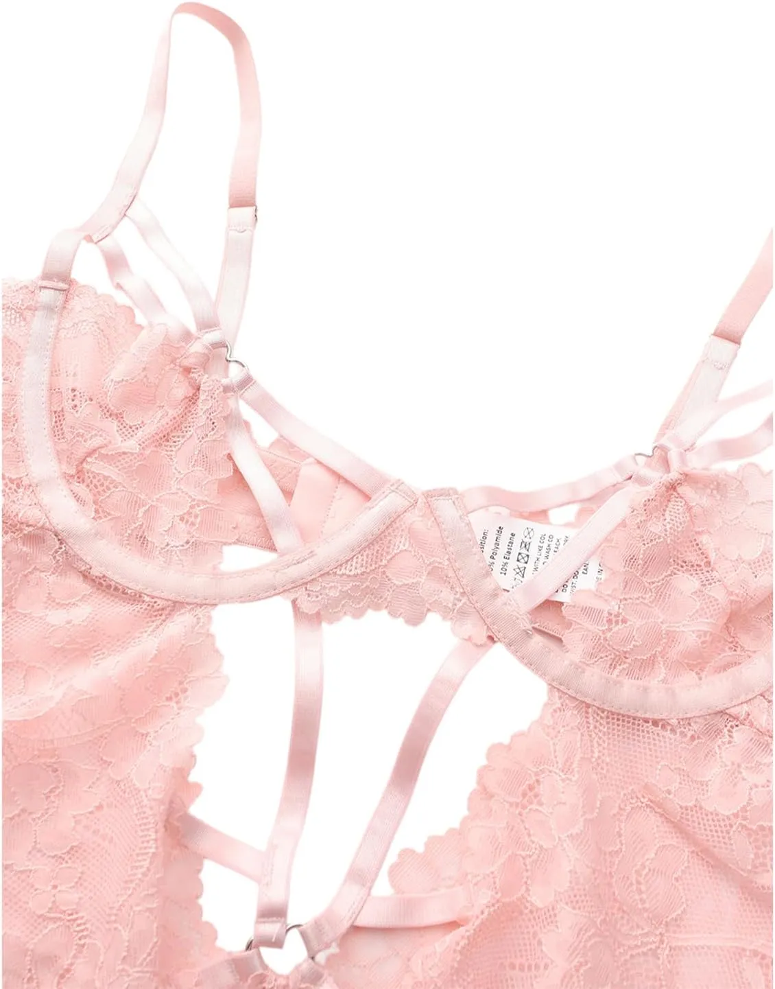 KAYLLE&KT Lingerie for Women Sexy One Piece Hollow Out Floral Lace Bodysuit Babydoll Teddy Lingerie