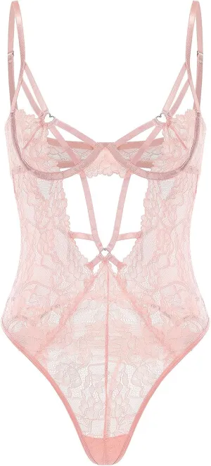 KAYLLE&KT Lingerie for Women Sexy One Piece Hollow Out Floral Lace Bodysuit Babydoll Teddy Lingerie