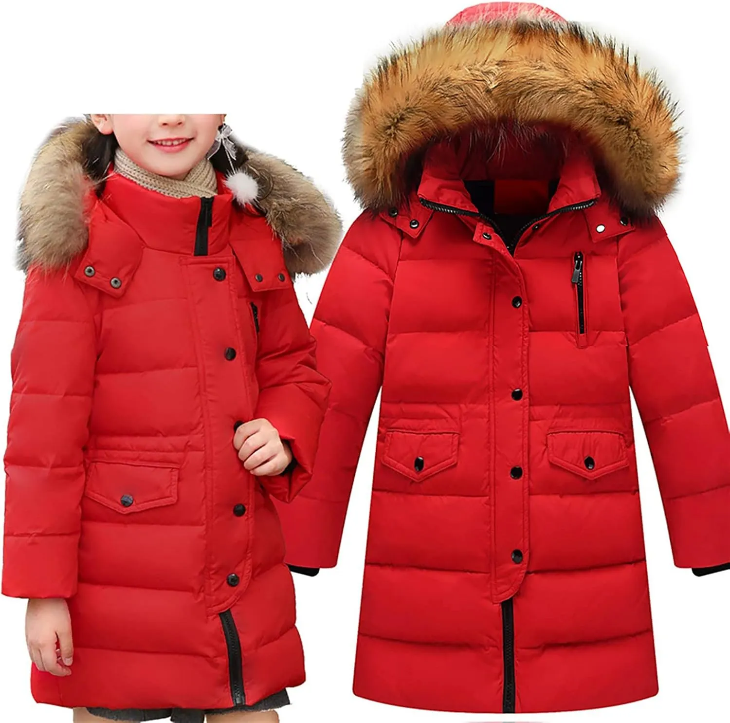 Kids Coat Winter Thick Fleece Coats Hooded Warm Puffer Jackets Baby Down Outerwear Windproof Puffer Snowsuit Outerwear