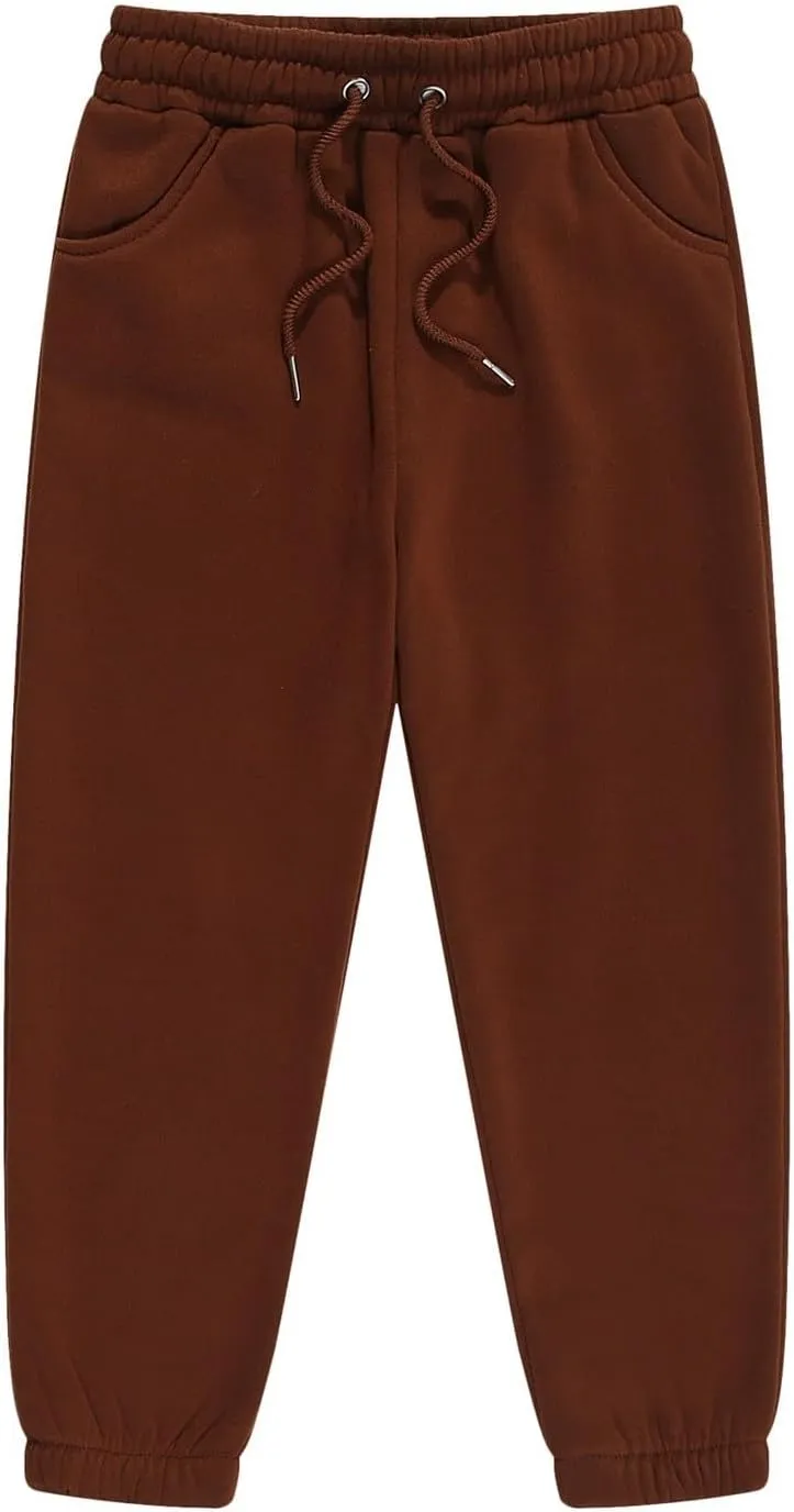 Kids Unisex Solid Cotton Elastic Waist Sweatpants Toddler Active Bottoms Baggy Athletic Trousers Jogger Pants