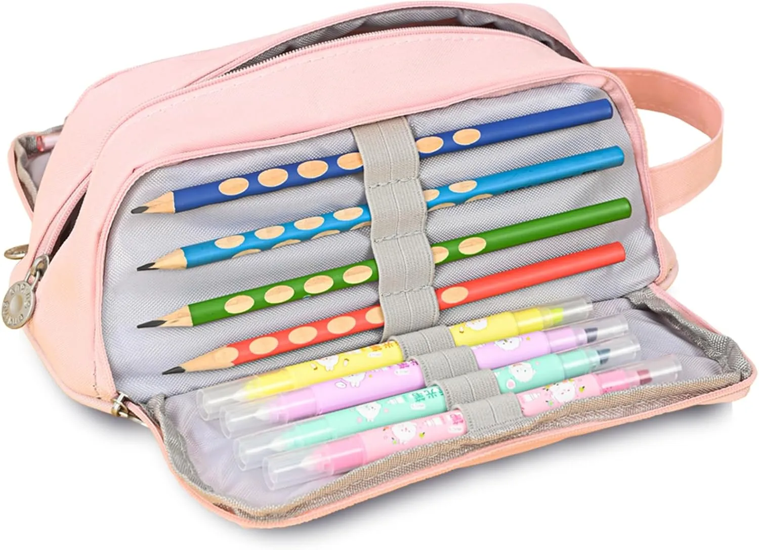 KITENROM Large Pencil Bag Pen Pouch Pencils Holder Case for Writing Correction Office Stationery Supplies Bags Big Pens Organizer Travel Cosmetics Storage Pink Accessories Not Included