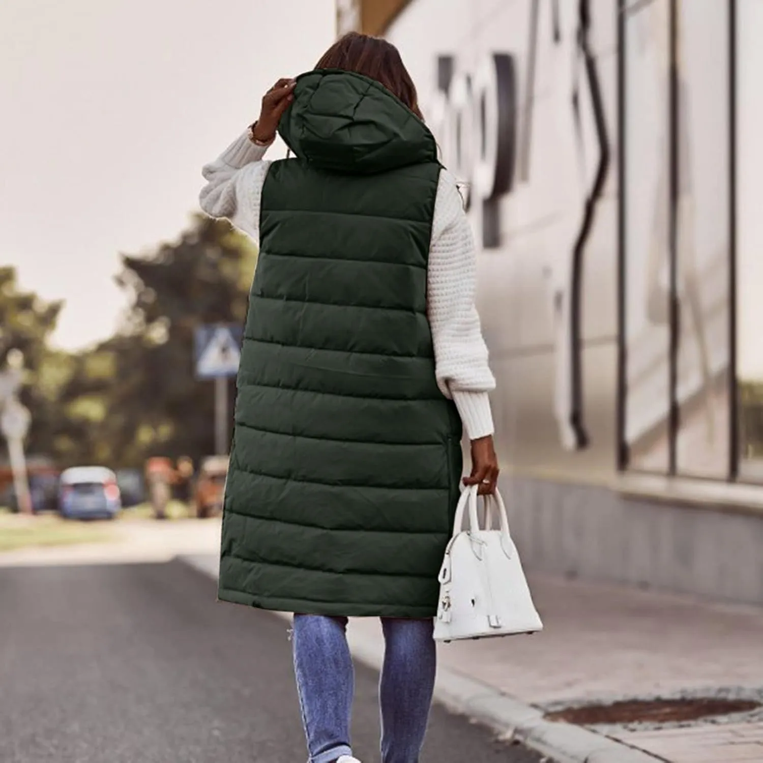 LCMTWX Black Vest Women Puffer Vest With Hood Sleeveless Warm Down Coat With Pockets Quilted Vest Down Plus Size Winter