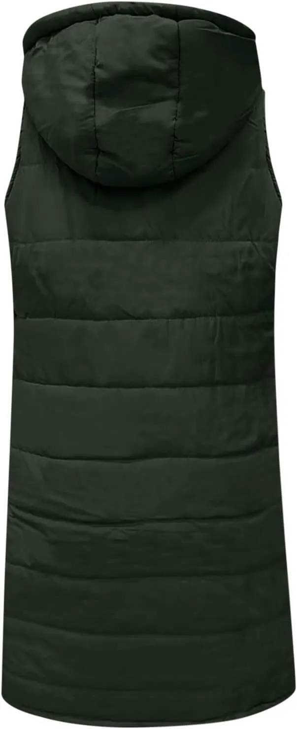 LCMTWX Black Vest Women Puffer Vest With Hood Sleeveless Warm Down Coat With Pockets Quilted Vest Down Plus Size Winter