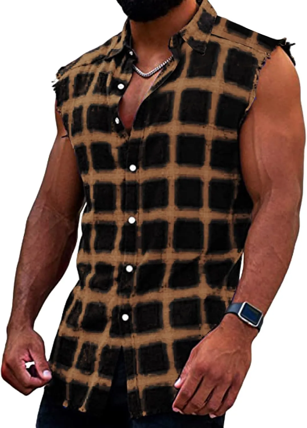 LCMTWX Men's Summer Black Solid V-Neck XL Polyester Button Closure Classic Fit Hip Length Vest with Slit Pocket