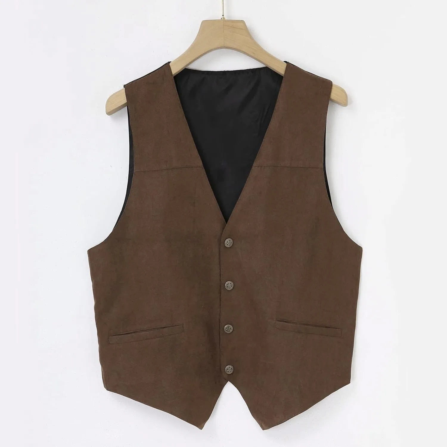 LCMTWX White Vest Leather V Neck Pocket Retro Color Vest Blouse With Button Vests For Men Casacas Mens Black Vest