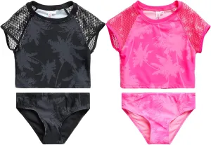 Limited Too Girls' Rash Guard Set - 4-Piece UPF 50  Swim Shirt and Bikini Bottoms