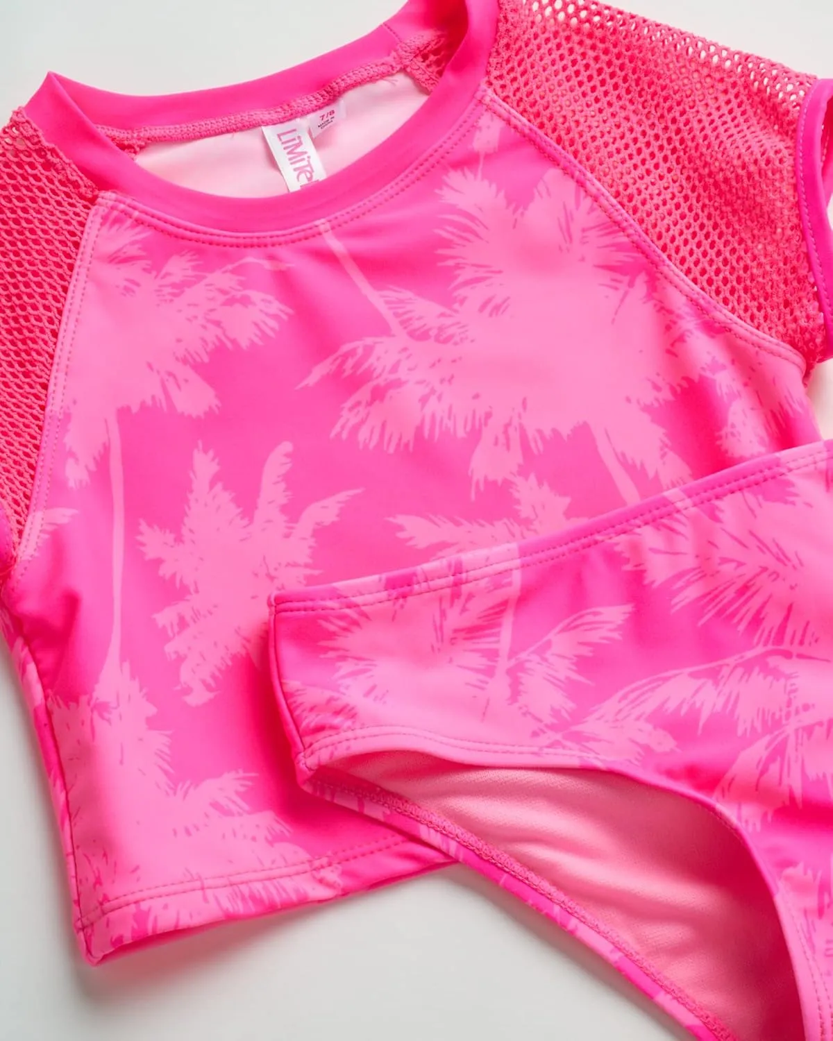 Limited Too Girls' Rash Guard Set - 4-Piece UPF 50  Swim Shirt and Bikini Bottoms