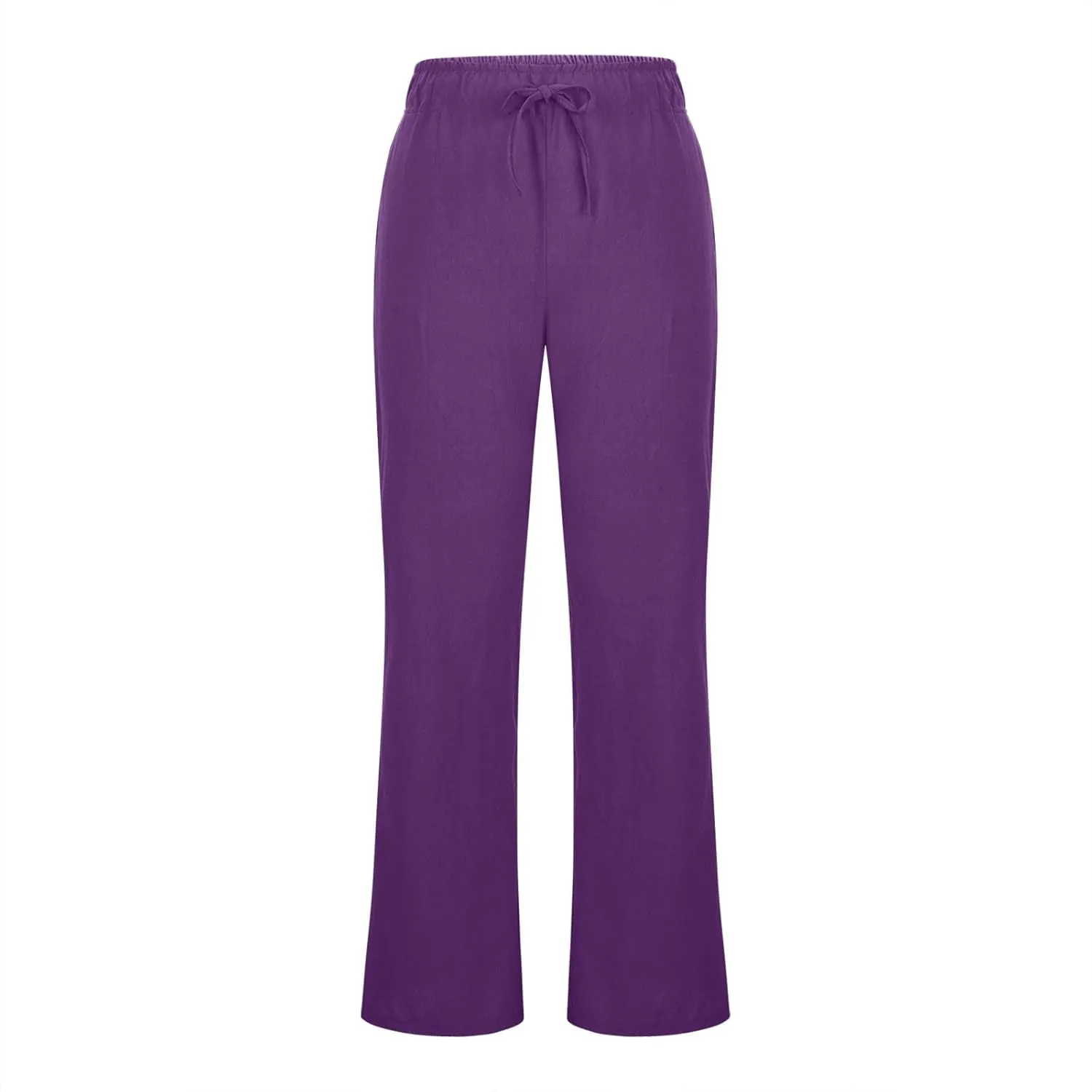 Linen Pants Women High Waisted Flare Palazzo Pants Summer Wide Leg Pants Elastic Waist Beach Pants Lounge Trousers