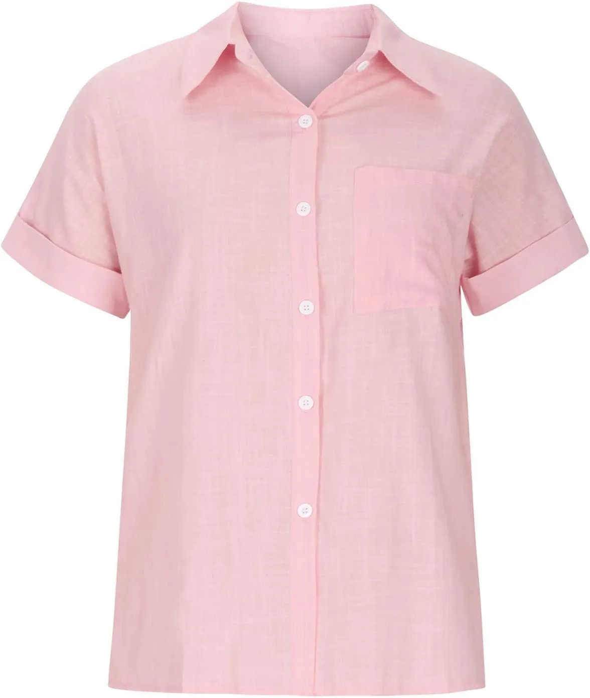 Linen Shirts for Women Loose Fit Casual Summer 2023 Roll Up Shorts Sleeve Button Down Tops Work Office Business Blouses