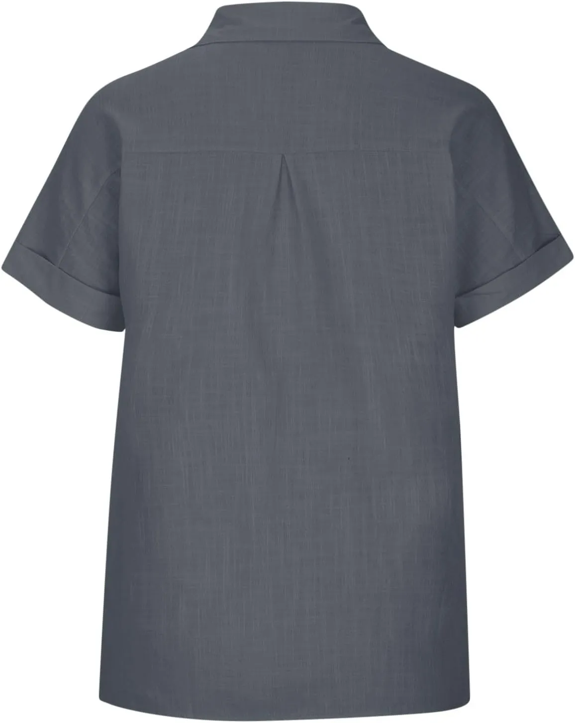 Linen Shirts for Women Trendy V Neck Loose Tee Casual Solid Color Tops With Pocket Lapel Blouses Short Sleeve Outfits